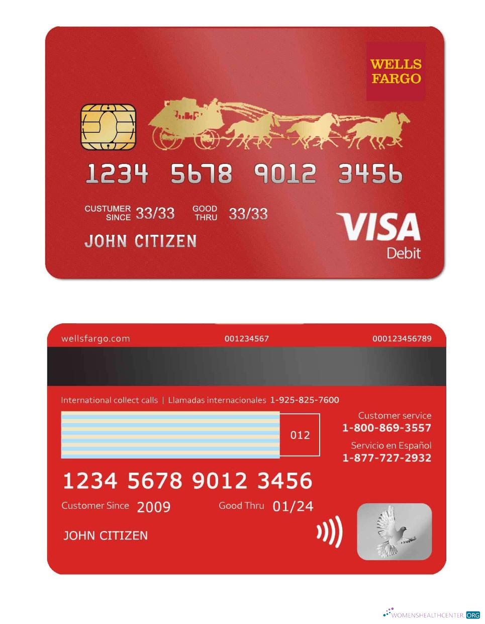Download USA Wells Fargo bank visa debit card Photoshop template